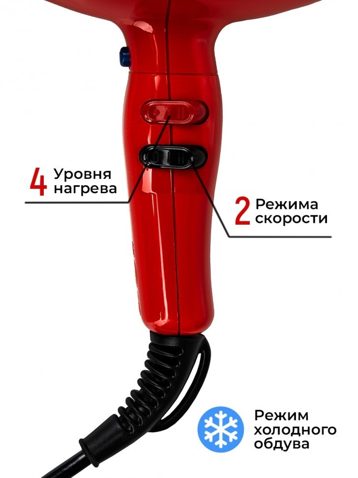 Фен ETI Micro Stratos 3600, 2400 ватт, красный