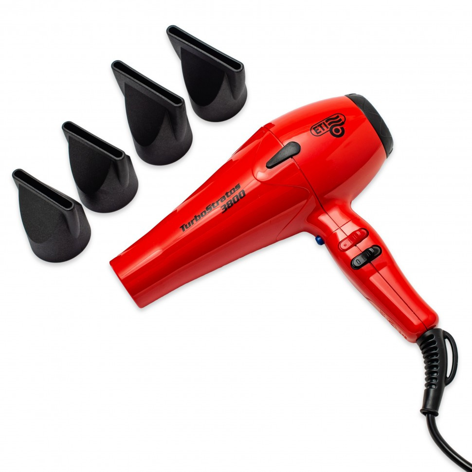 Фен ETI Turbo Stratos 3800, 2400 ватт, красный