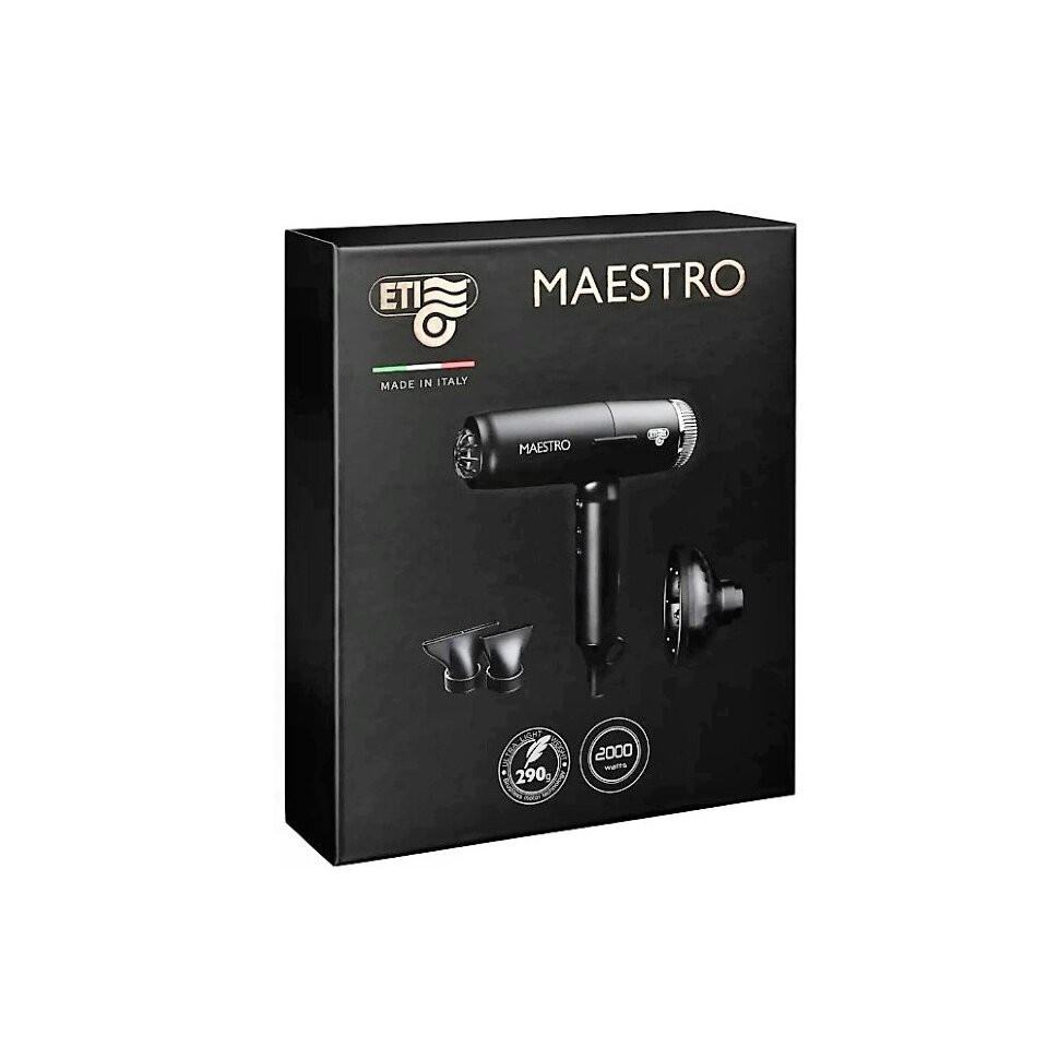 Фен ETI Maestro IONIC 1650/2000 ватт, черный