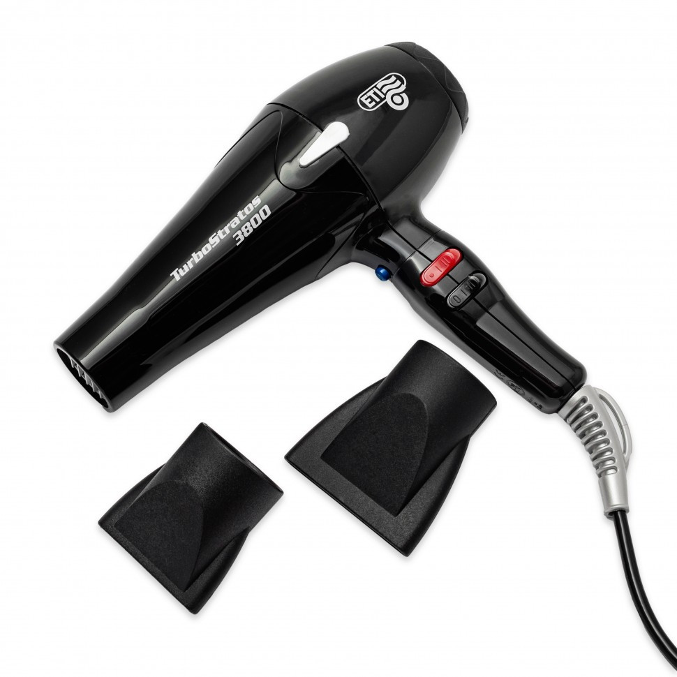 Фен ETI Turbo Stratos 3800, 2400 ватт, черный