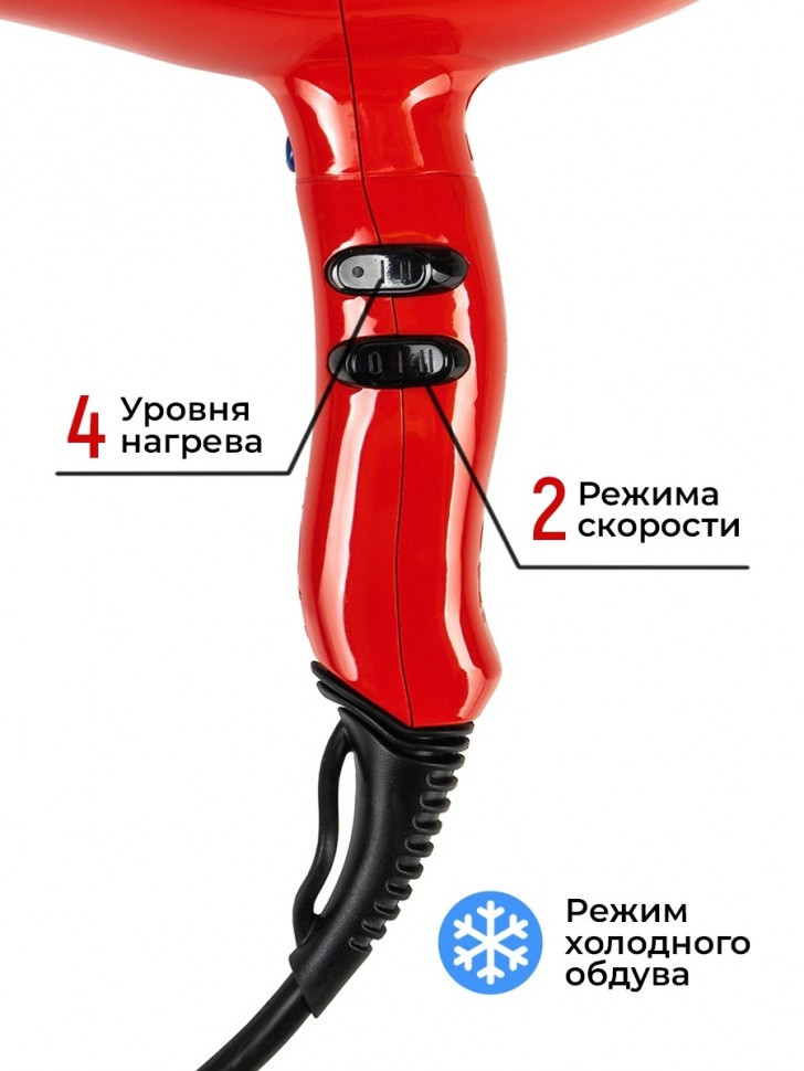 Фен ETI Hyper Power 4800, 2600 ватт, красный