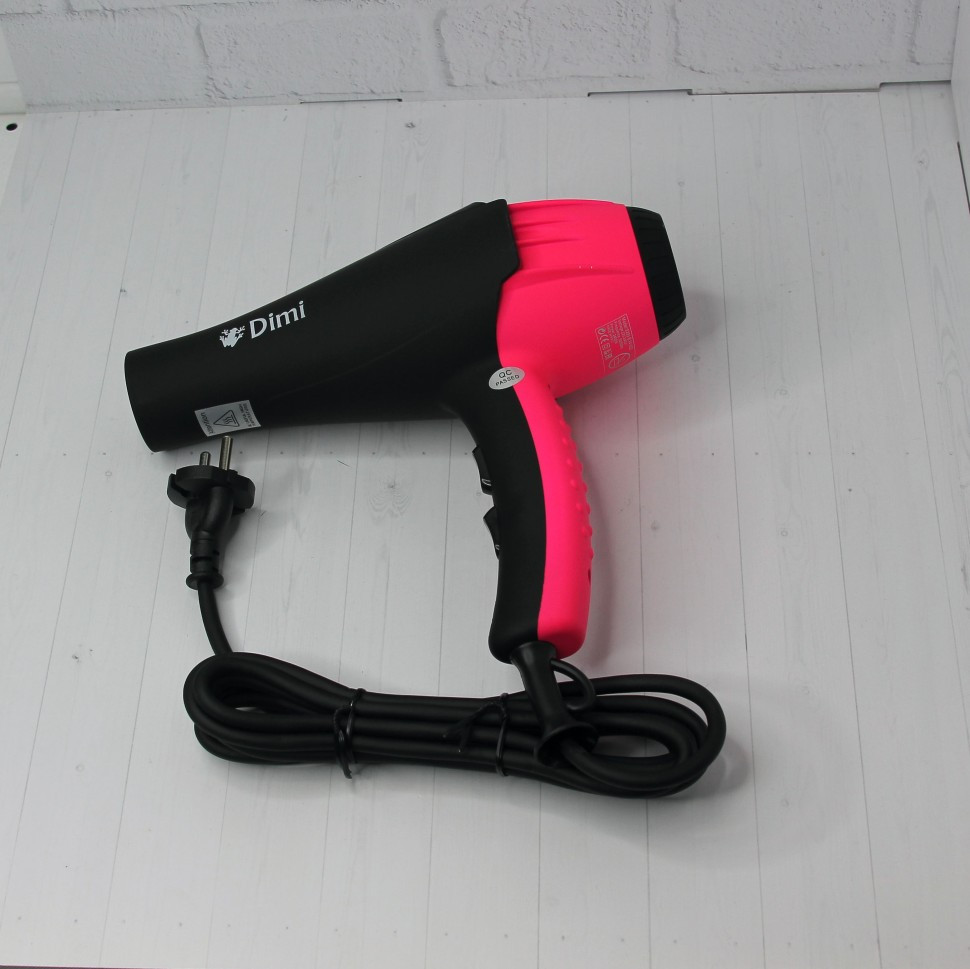 Профессиональный фен Dimi 9200 с ионизатором, цвет черный/розовый