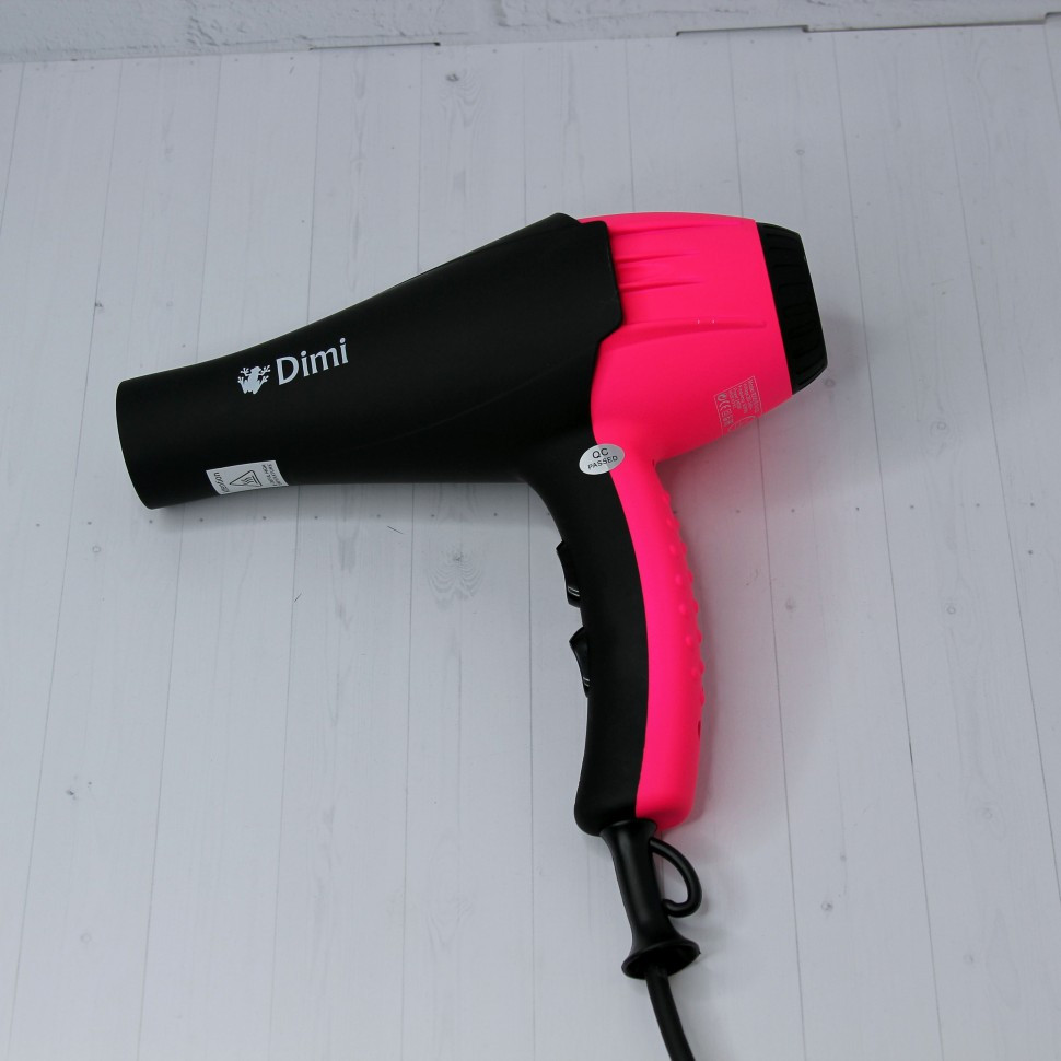 Профессиональный фен Dimi 9200 с ионизатором, цвет черный/розовый