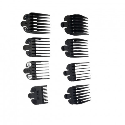 Набор пластиковых насадок для машинок Wahl 8 шт, черный