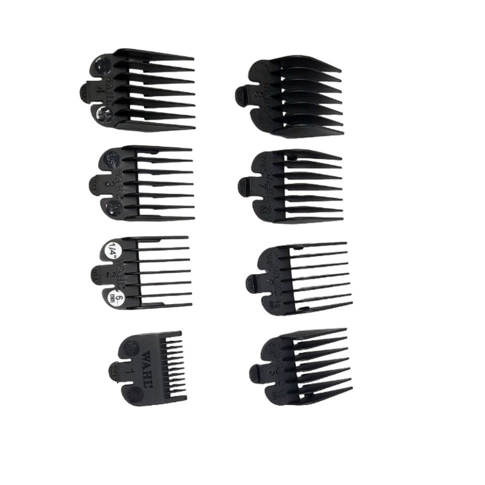 Набор пластиковых насадок для машинок Wahl 8 шт, черный