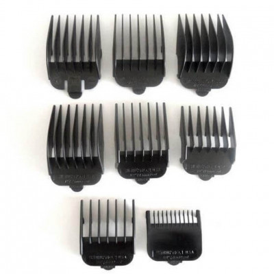 Набор пластиковых насадок для машинок Wahl 8 шт, черный
