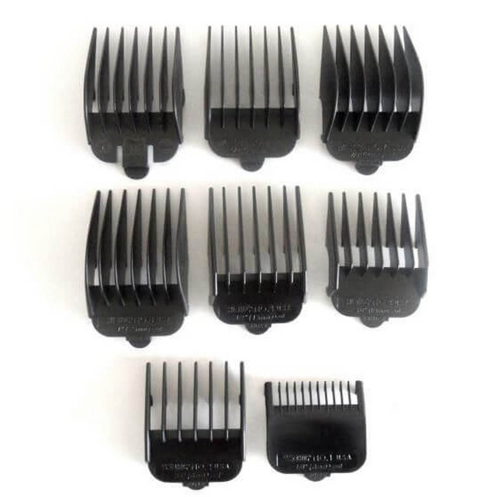 Набор пластиковых насадок для машинок Wahl 8 шт, черный